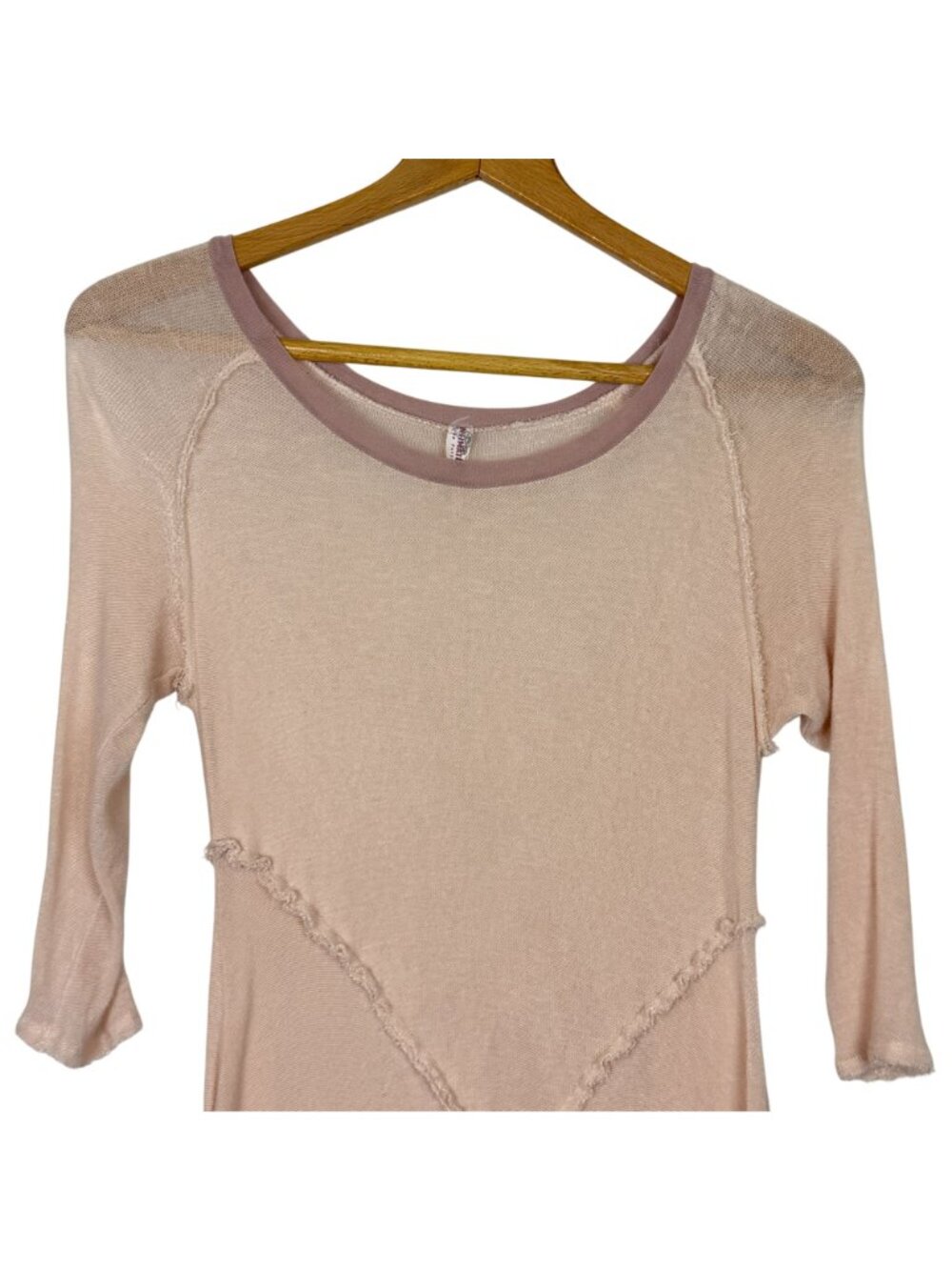 Intimately Free People Pink Tunic Top Scoop Neck Long Sleeve Medium Raw Hem Soft - Picture 2 of 10